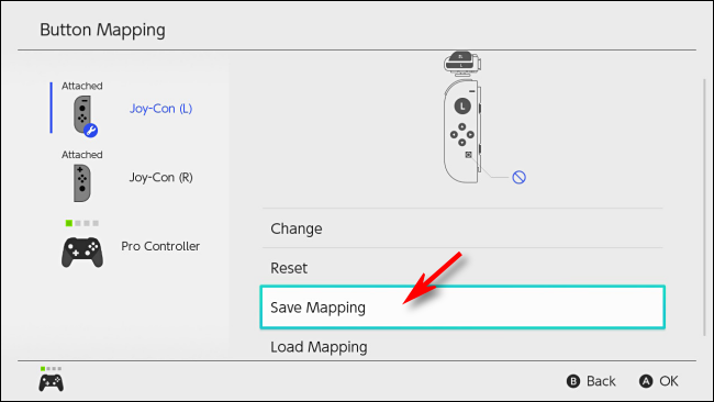 Select Save Mapping on Nintendo Switch