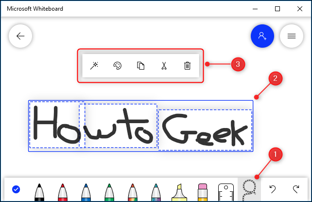 Some handwritten text and the context menu displayed from the Lasso tool.