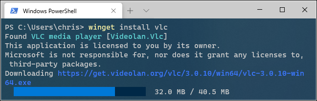 Installing VLC with the Windows Package Manager