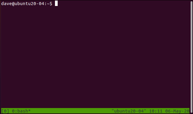 A new tmux session in a terminal window