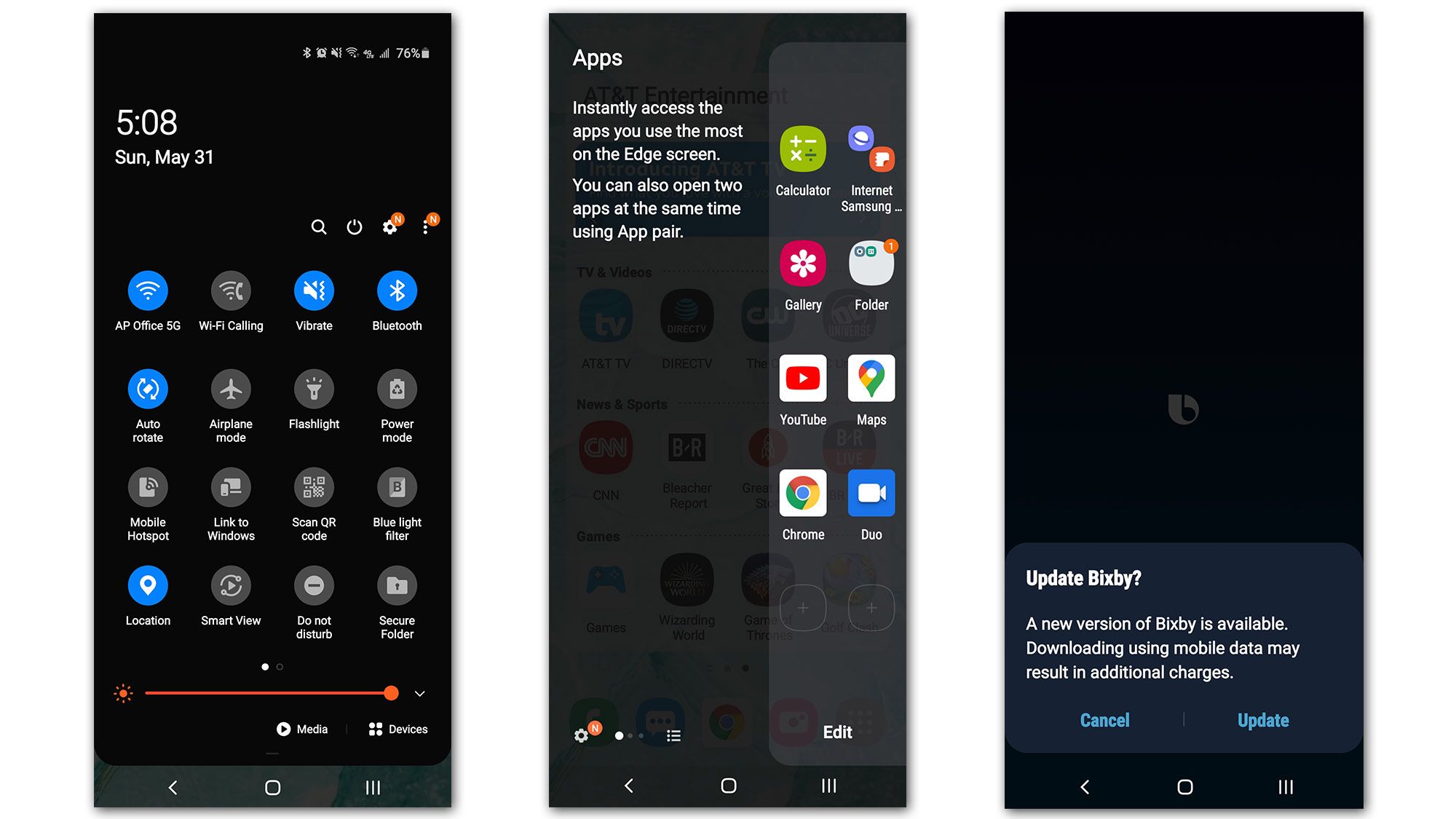 Galaxy A51 user interface screenshots 