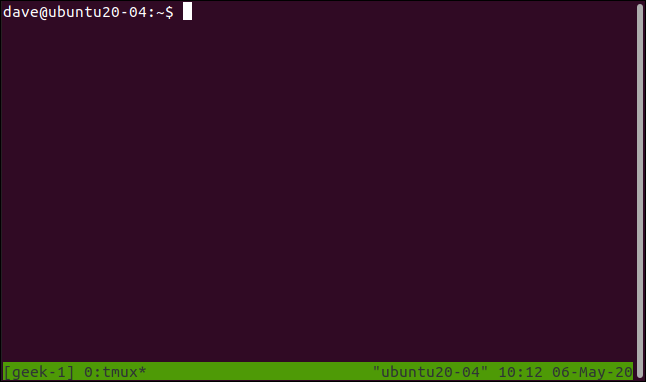 A tmux session with the name "geek-1" showing on the left-hand end of the status bar