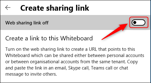 Toggle-On&quot;Web Sharing Link Off.&quot;