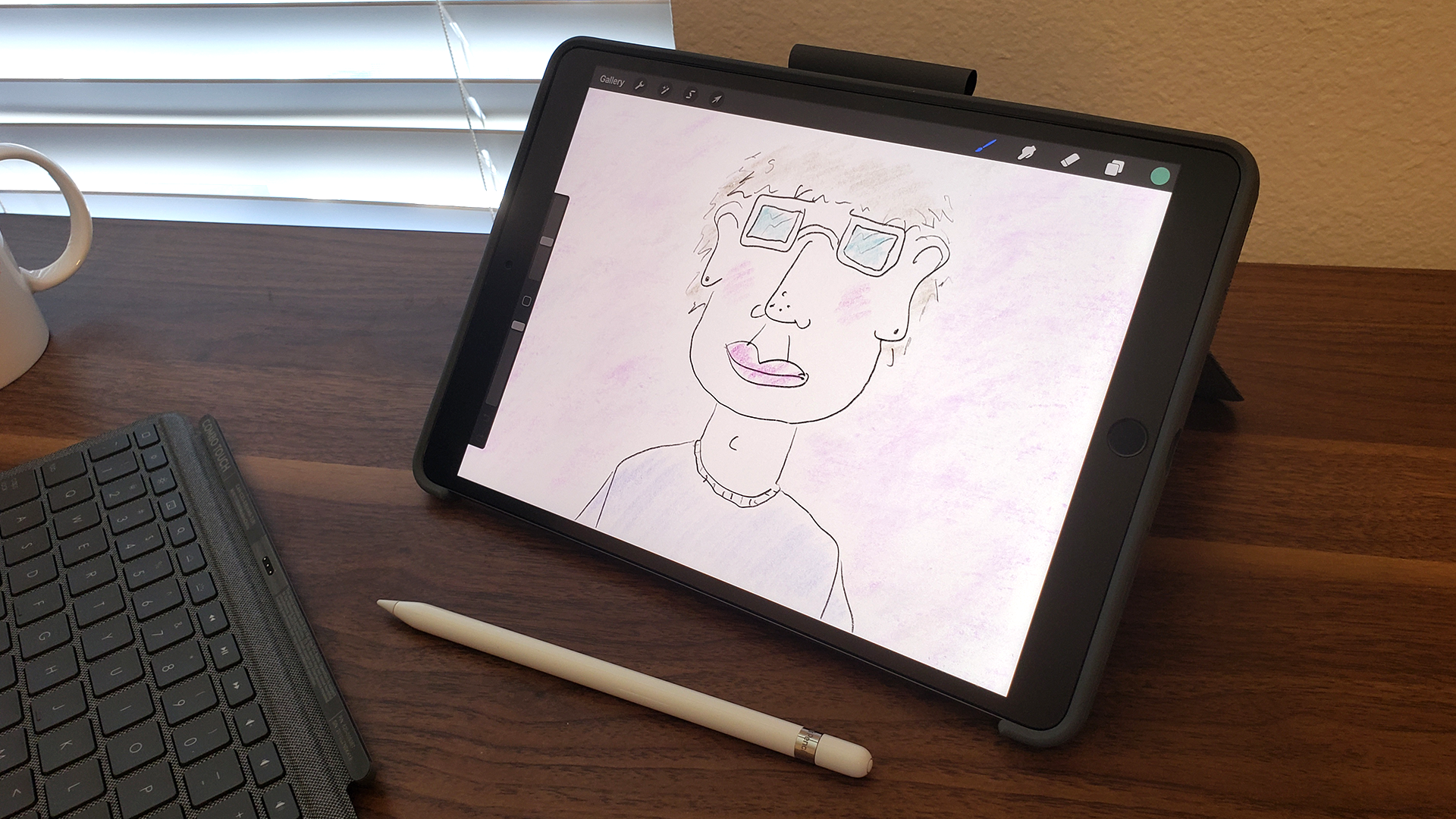 It's bulky, but the Combo Touch case is comfortable for drawing.