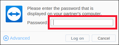 TeamViewer password window