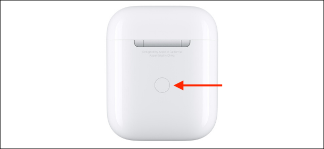 AirPods case with Setup button highlighted