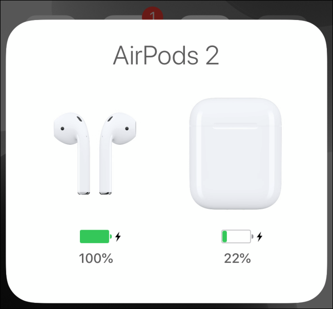 AirPods connection panel showing battery info on iPhone