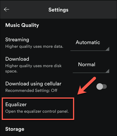 Tap &quot;Equalizer&quot; on Android