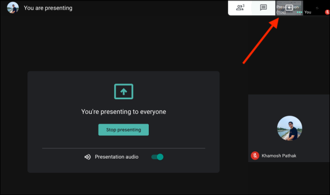Click on Presentation button to switch between views