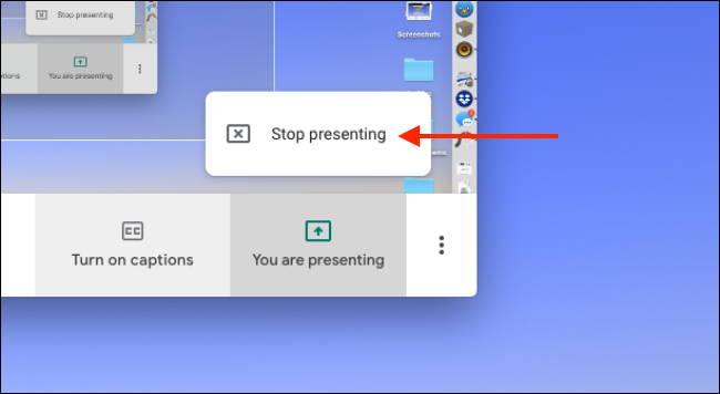 Click on Stop Presenting to stop sharing your screen
