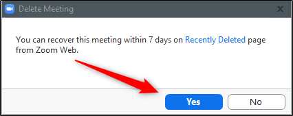 Confirm deletion of meeting