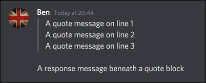 A multi line Discord quote block