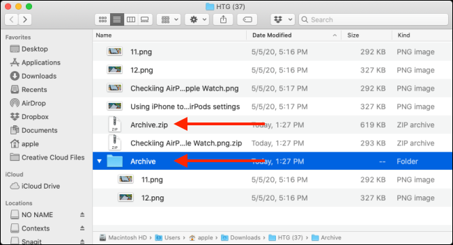 Double click on the Zip file to unzip the file or folder on the Mac