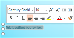 Edit format of text in PowerPoint footer