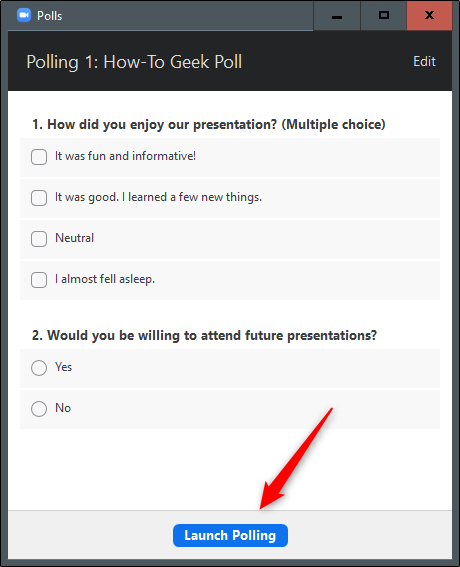 Launch Polling button