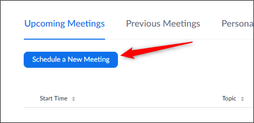Schedule a new meeting button