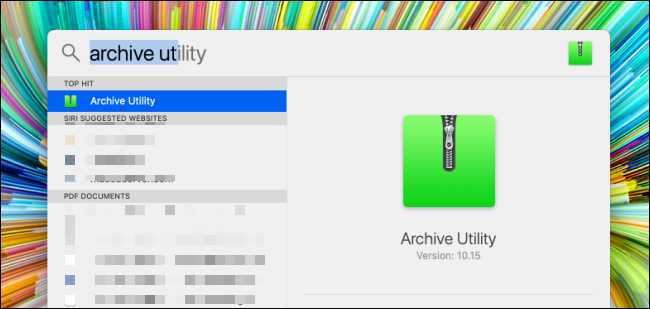 Search for Archive Utility in Spotlight Search
