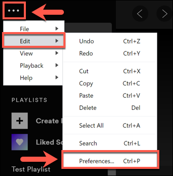 Click the three-dot menu icon &gt; Edit &gt; Preferences
