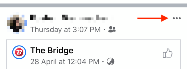 Tap Menu button for Facebook user you want to mute