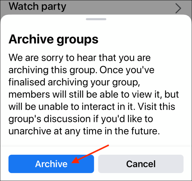 Tap on Archive to confirm