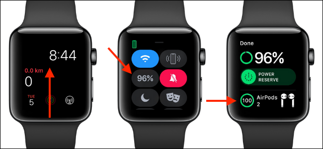 Use Control Center on Apple Watch to see AirPods battery life