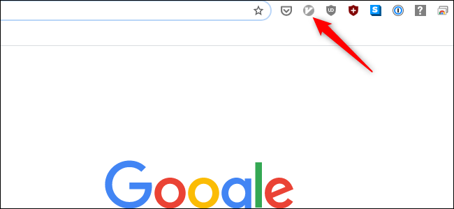 A new Chrome tab with a red arrow pointing at the Vimium icon turned gray