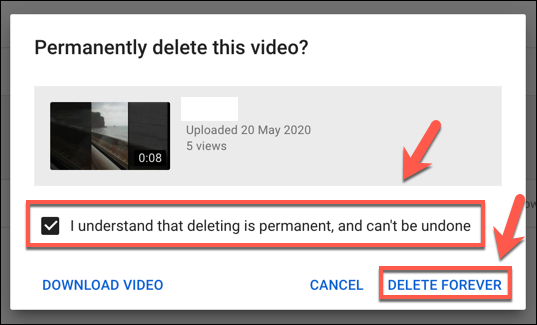 Deleting a YouTube Video permanently