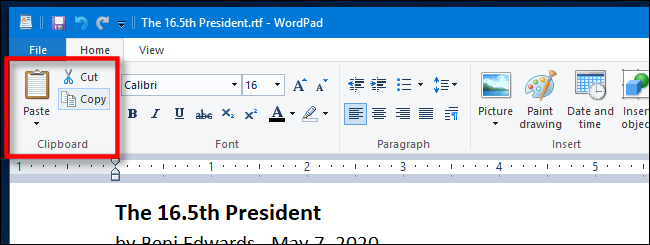 Copy, Cut, and Paste in a typical Windows Ribbon Interface