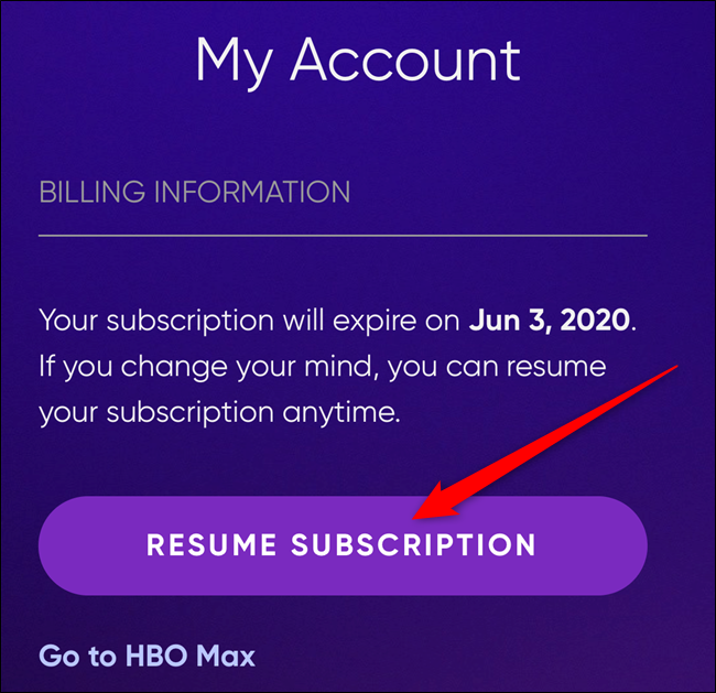 Click the "Resume Subscription" button to reactivate your account