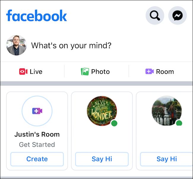 Click the "Say Hi" button to join someone's room or select the "Create" button to start your own