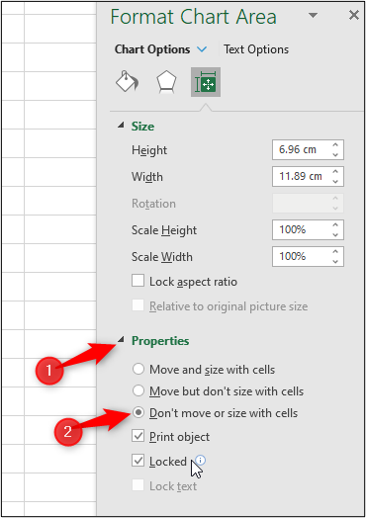 How to Lock the Position of a Chart in Excel
