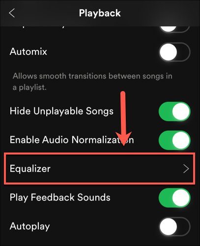 Tap Playback &gt; Equalizer on iOS