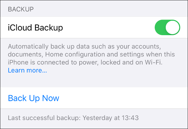 Enable iCloud Backup in iOS Settings