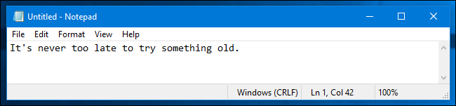 An example of Notepad in Windows 10