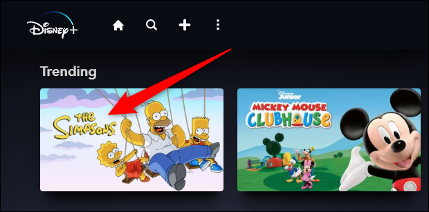 Search for or locate "The Simpsons" on Disney+