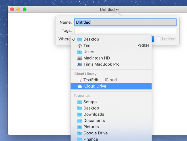 Save Documents in iCloud via macOS