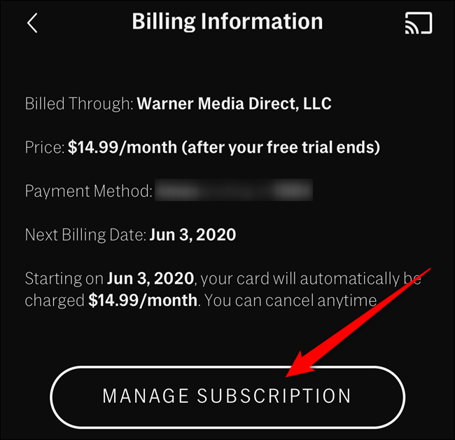 Tap the "Manage Subscription" button
