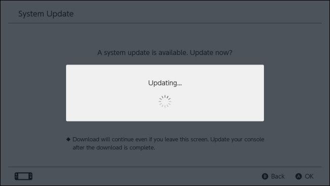 Nintendo Switch System Software Updating Screen