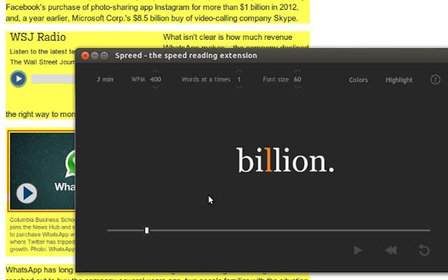 Spreed best speed reading Chrome extension for web articles