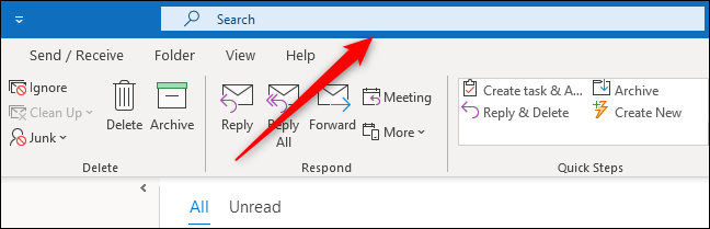 The new Outlook Search box.