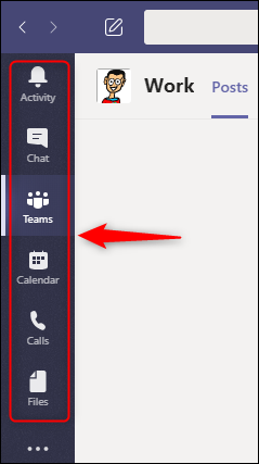 The default apps in the sidebar on Teams.