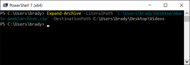 Unzip an archive with the Expand-Archive cmdlet.