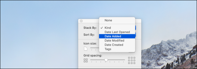 Change Stack By option for Mac desktop