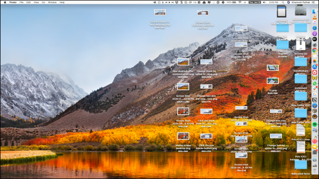 Desktop with cluttered icons
