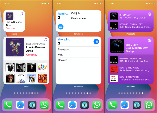 Different sizes of widgets in iOS 14 Home screen