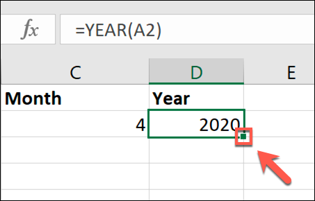 To copy the data from a cell to fill a column, double-click the small, green square icon in the bottom-right corner of the cell