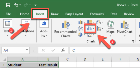 Tap Insert > Insert Statistic Chart