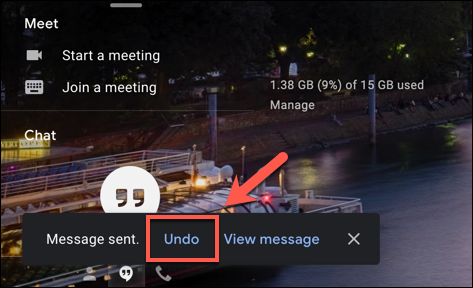 Press "Undo" to recall a sent Gmail email in the bottom-left of the Gmail web window