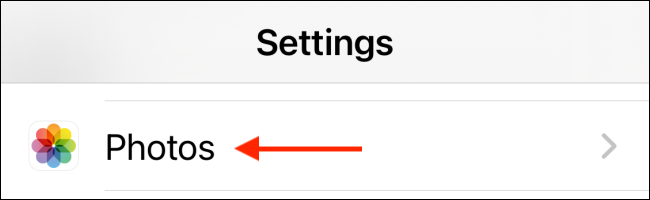 Select Photos section from Settings