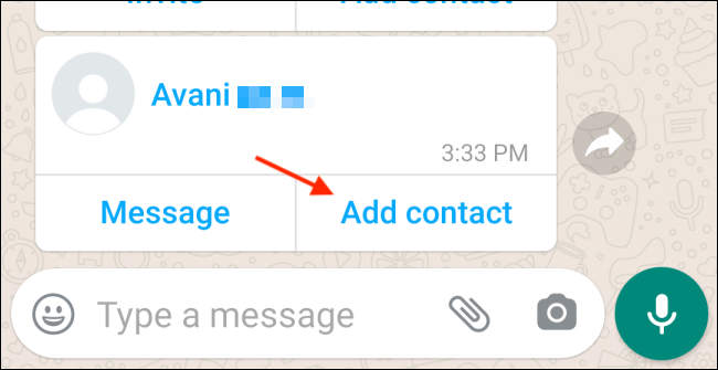 Tap Add Contact in Android WhatsApp